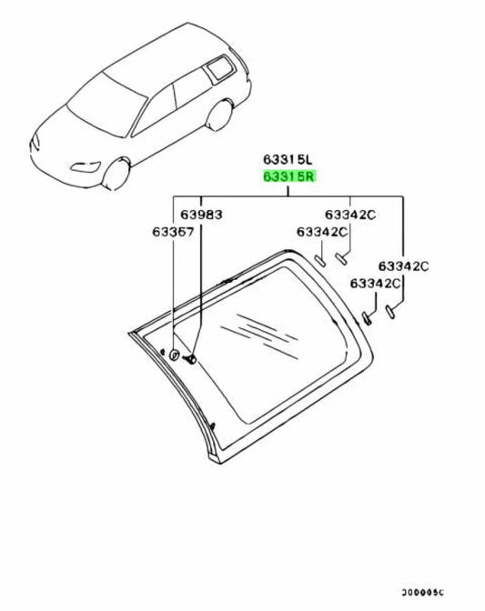 Rear Quarter Window Rhs To Suit Mitsubishi Lancer Evolution 9 Ct9W Mr557036 Exterior