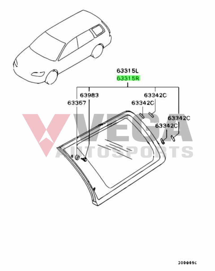 Rear Quarter Window Rhs To Suit Mitsubishi Lancer Evolution 9 Ct9W Mr557036 Exterior