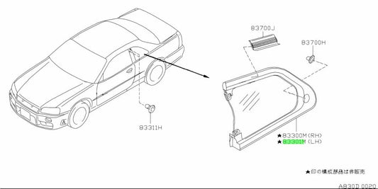 Rear Quarter Window Set Tinted (Rhs & Lhs) To Suit Nissan Skyline R34 Gtr / Gtt - Coupe Exterior