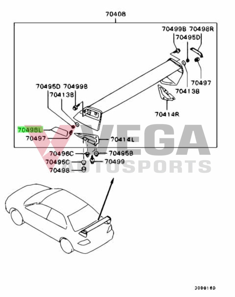 Rear Spoiler Cap Lhs (White) To Suit Mitsubishi Lancer Evolution 7 Mr971306 Exterior