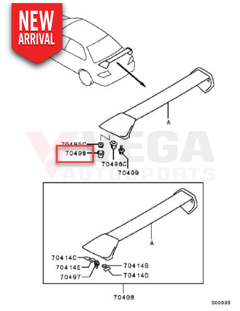 Rear Spoiler Cap to suit Mitsubishi Lancer Evolution 7-9 MB646885 - Nuts / Bolts / Screws