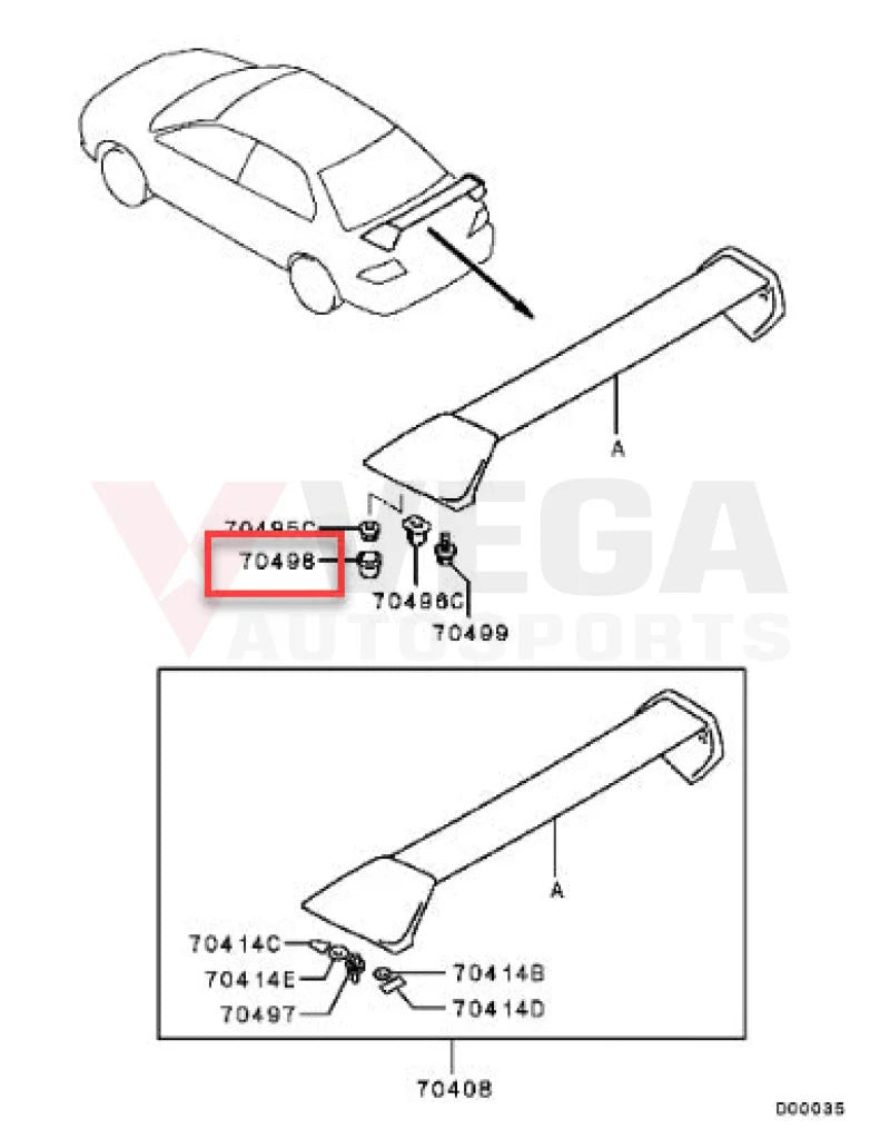 Rear Spoiler Cap to suit Mitsubishi Lancer Evolution 7-9 MB646885 - Nuts / Bolts / Screws