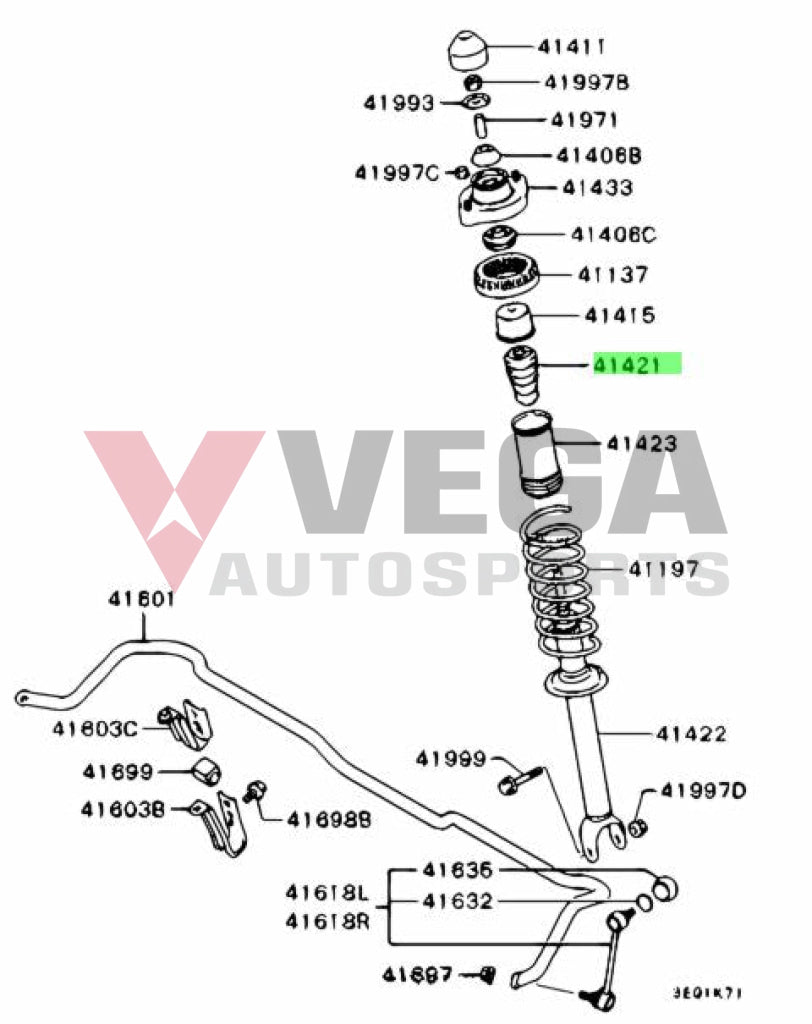 Rear Suspension Strut Damper to suit Mitsubishi Lancer Evolution 4-6 M ...