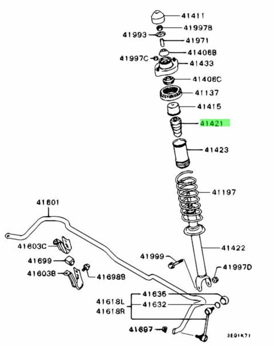 Rear Suspension Strut Damper To Suit Mitsubishi Lancer Evolution 4 - 6 Mb809285 Steering And