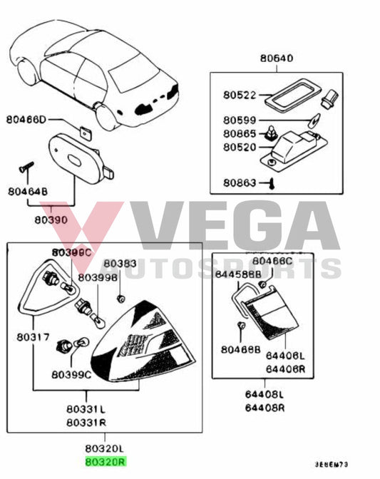 Rear Tail Light (Rhs) To Suit Mitsubishi Lancer Evolution 5 / 6 6.5 Mr376900 Electrical