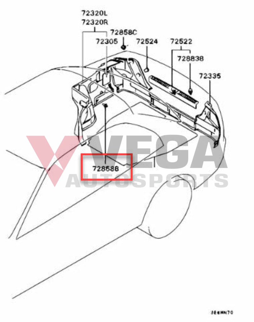 Rear Trim Push Clip To Suit Mitsubishi Lancer Evolution 4 - 6 Mr732132 Nuts / Bolts Screws