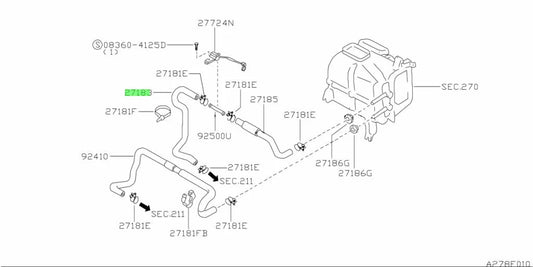 Rear Upper Heater Hose to suit Nissan Skyline R32 GTR 92402-05U00 Cooling
