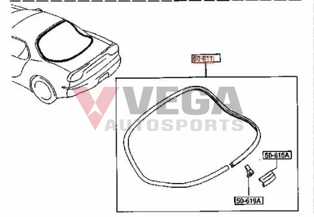 Rear Window Moulding To Suit Mazda Rx7 Fd3S Fd01-50-6G0B Body Mouldings / Seals