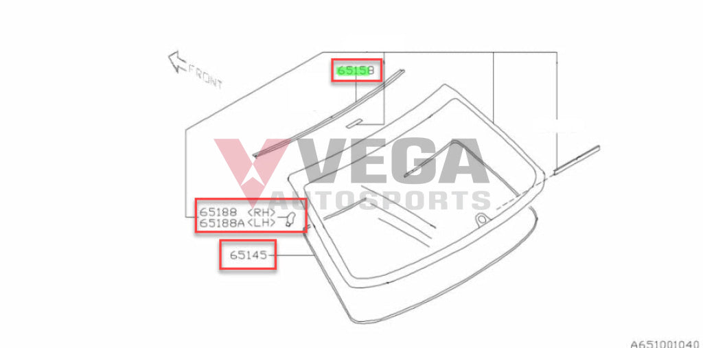 Rear Windscreen Fitting Kit To Suit Subaru Impreza Gd Models 00 - 08 65158Fe000 / 65132Ac000