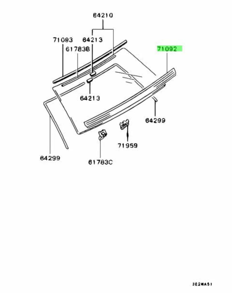 Rear Windscreen Lower Moulding to suit Mitsubishi Lancer Evolution 1 / 2 / 3 MB696794 Body Mouldings / Seals
