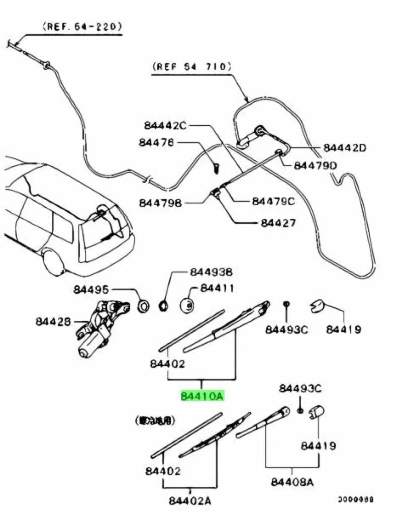 Rear Wiper Arm And Blade Assembly 300Mm To Suit Mitsubishi Lancer Evolution Ct9W Exterior