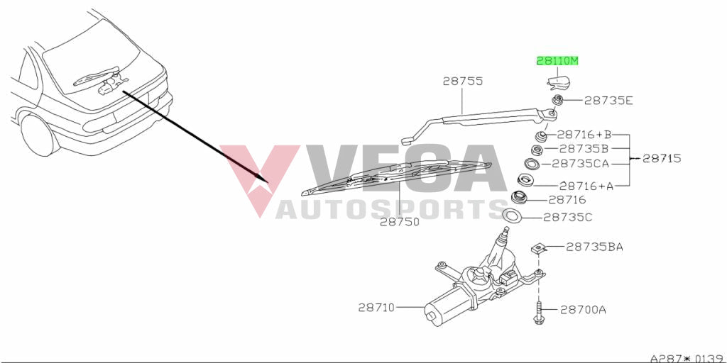 Rear Wiper Arm Bolt Cover To Suit Nissan Skyline R32 Models / Silvia S14 28782-01U00 Exterior