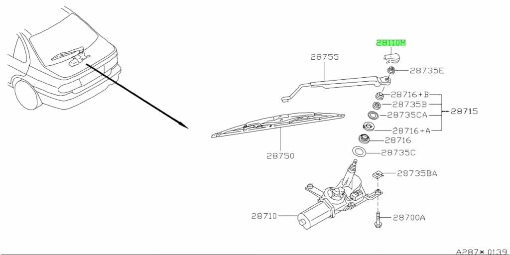 Rear Wiper Arm Bolt Cover To Suit Nissan Skyline R32 Models / Silvia S14 28782-01U00 Exterior