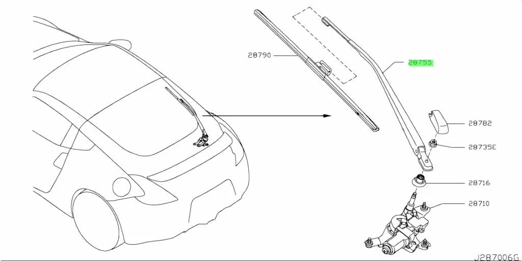 Rear Wiper Arm To Suit Nissan 370Z Z34 28781 - 1Ek0A Exterior