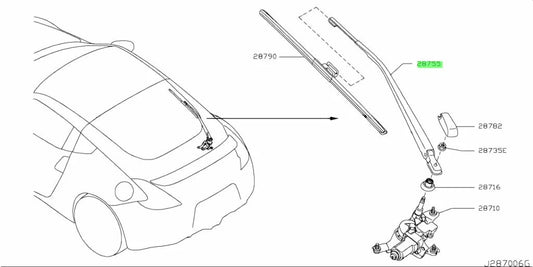 Rear Wiper Arm To Suit Nissan 370Z Z34 28781 - 1Ek0A Exterior