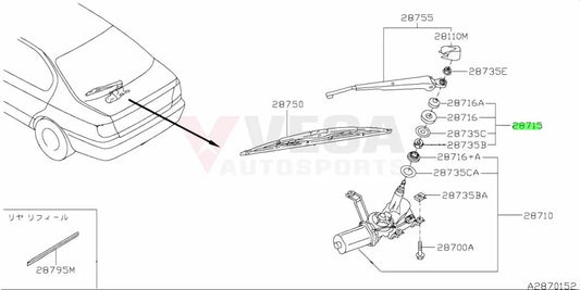 Rear Wiper Motor Pivot Seal Kit to suit Nissan Skyline R33 Models 28715-0E010 - Exterior