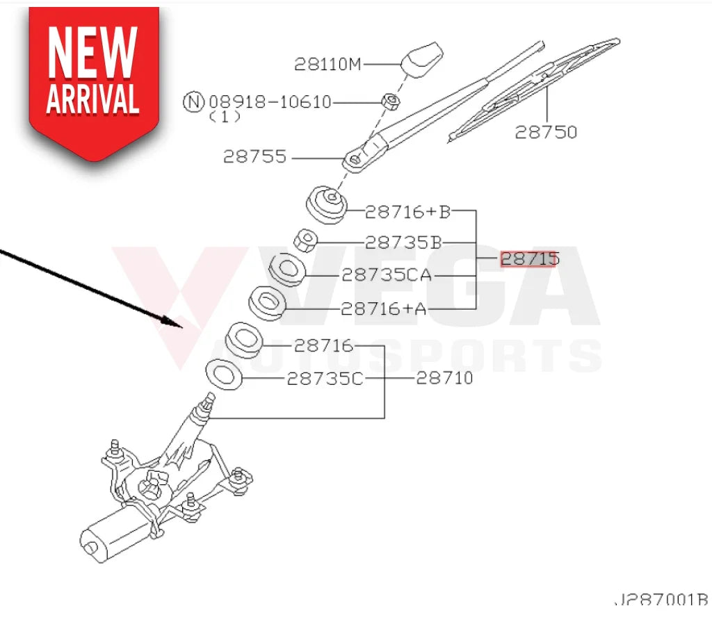 Rear Wiper Motor Pivot Seal Kit to suit Nissan Skyline R34 (All) / Silvia S15 Models 28715-0V000 - Exterior