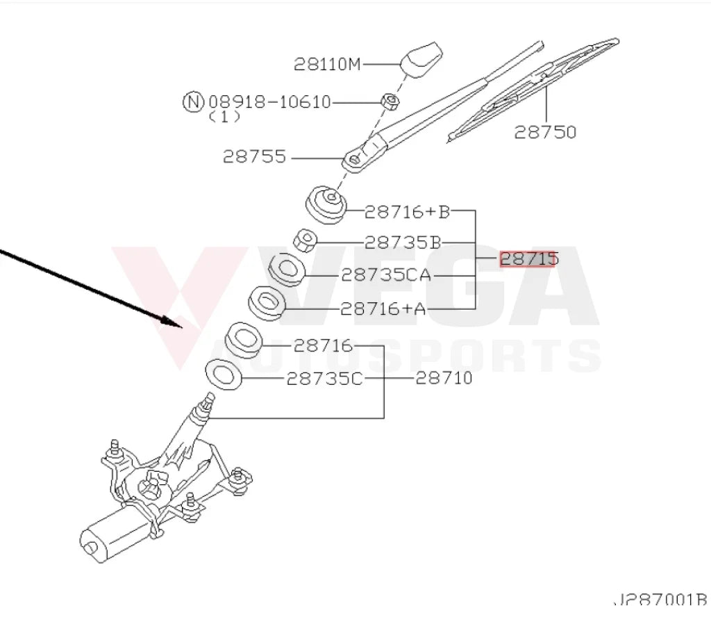Rear Wiper Motor Pivot Seal Kit to suit Nissan Skyline R34 (All) / Silvia S15 Models 28715-0V000 - Exterior