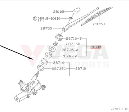 Rear Wiper Motor Pivot Seal Kit to suit Nissan Skyline R34 (All) / Silvia S15 Models 28715-0V000 - Exterior