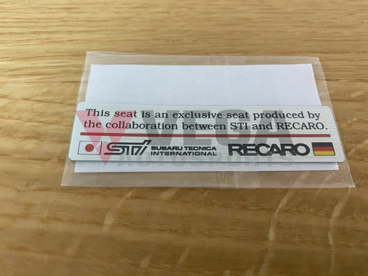 Recaro Seat Sticker Emblem to suit Genuine Subaru Impreza WRX STI GDB - Vega Autosports