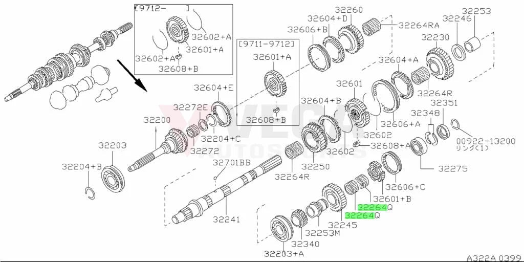 Reverse Hub Needle Bearing to suit Nissan FS5R30A Gearbox 32248-01G00 Gearbox and Transmission