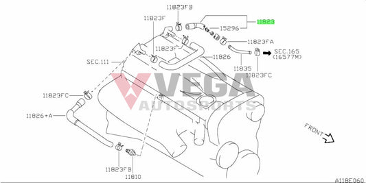 Rocker Cover Blow by Hose (Exhaust side) to suit R32 GTR / R33 GTR Series 1 11823-05U06 Engine