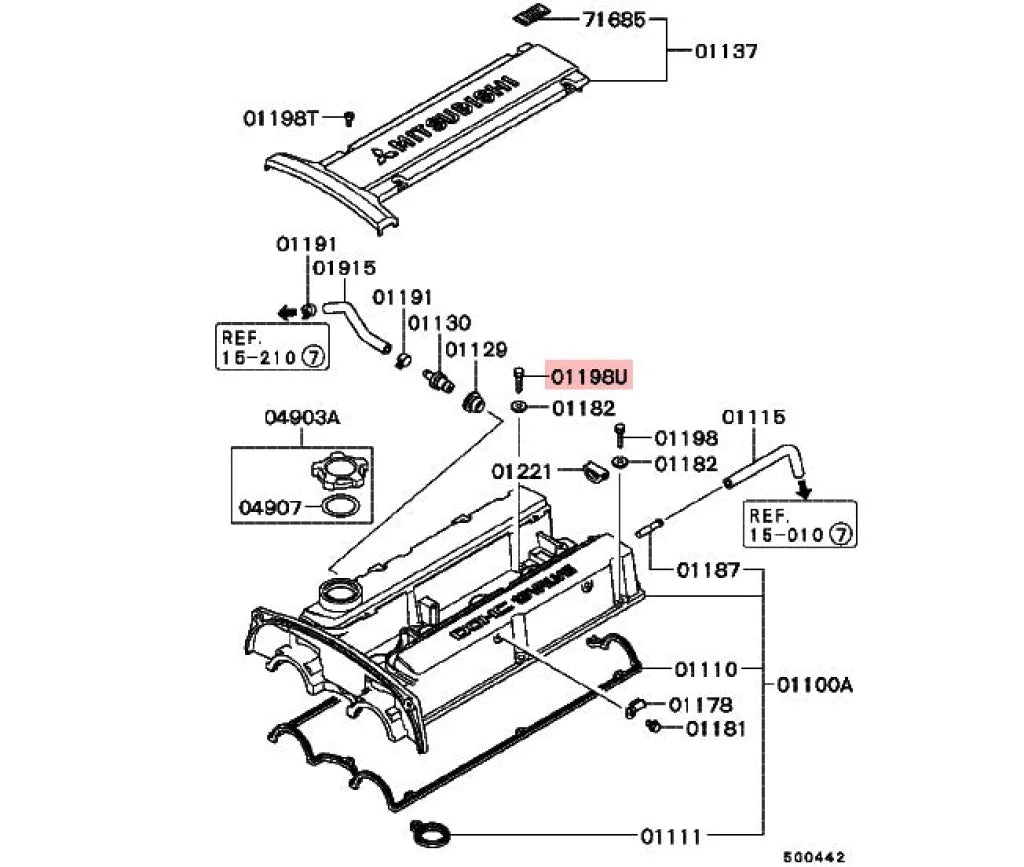Rocker Cover Bolt Inner Set (5-Piece) To Suit Mitsubishi Lancer Evolution 4 / 5 6 Mf241229 Engine