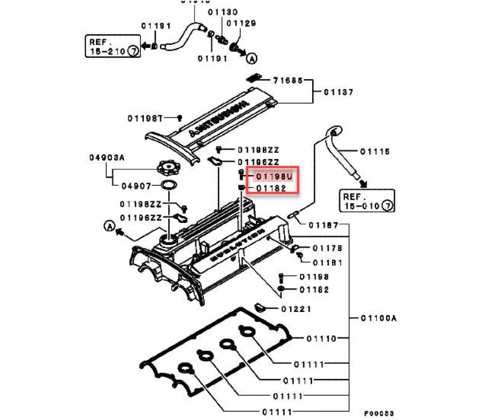 Rocker Cover Bolt / Washer Set (Outer 16 Piece) To Suit Mitsubishi Lancer Evolution 4 - 8 Engine