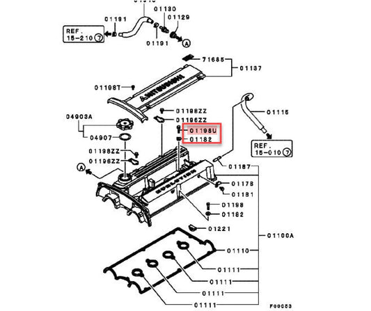 Rocker Cover Bolt / Washer Set (Outer 16 Piece) To Suit Mitsubishi Lancer Evolution 4 - 8 Engine
