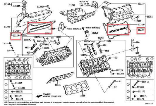 Rocker Cover / Injector Gasket To Suit Toyota Landcruiser Vdj V8 Turbo Diesel 11229-51010 Engine