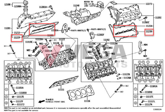 Rocker Cover / Injector Gasket To Suit Toyota Landcruiser Vdj V8 Turbo Diesel 11229-51010 Engine