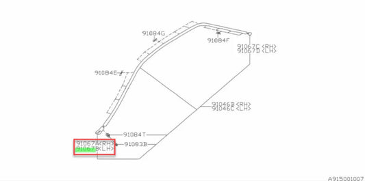 Roof Moulding Front End Cap (Rhs & Lhs) To Suit Subaru Impreza Gc8 Gf8 92-00 91014Fa010 91014Fa000