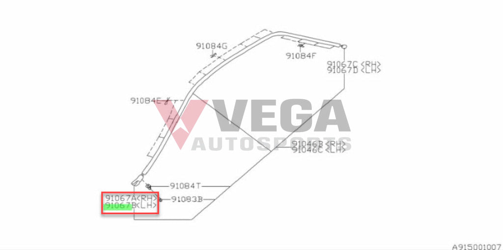 Roof Moulding Front End Cap (Rhs & Lhs) To Suit Subaru Impreza Gc8 Gf8 92-00 91014Fa010 91014Fa000