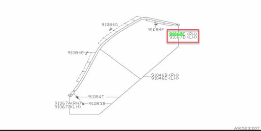 Roof Moulding Rear End Cap (Rhs & Lhs) To Suit Subaru Impreza Gc8 92-00 91014Fa050 91014Fa040