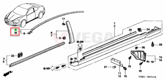 Roof Moulding Set (Rhs & Lhs) To Suit Honda Integra Dc5 74316-S6M-003 / 74306-S6M-003 Exterior