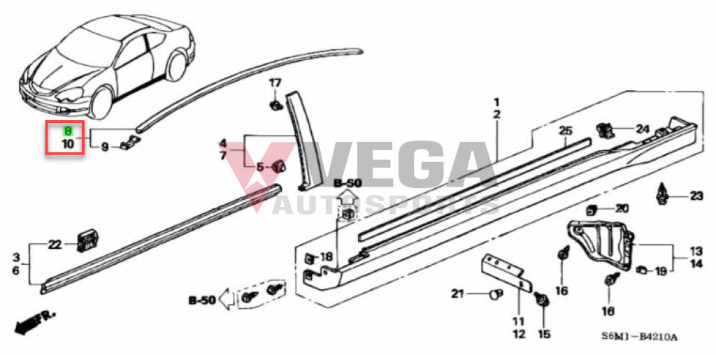 Roof Moulding Set (Rhs & Lhs) To Suit Honda Integra Dc5 74316-S6M-003 / 74306-S6M-003 Exterior