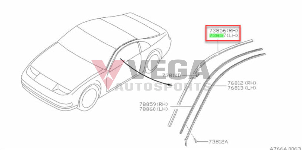 Roof Moulding Set (Rhs & Lhs) To Suit Nissan Fairlady 300Zx 1990-1996 Hard Top 73852-33P00 /