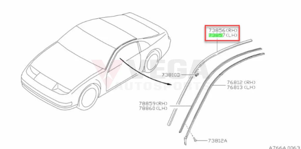 Roof Moulding Set (Rhs & Lhs) To Suit Nissan Fairlady 300Zx 1990-1996 Hard Top 73852-33P00 /