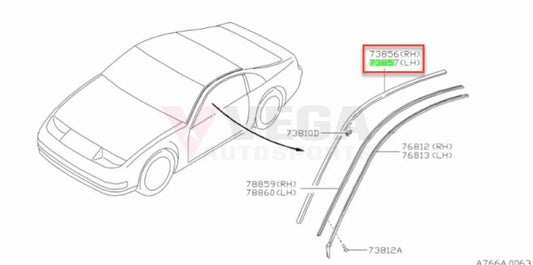 Roof Moulding Set (Rhs & Lhs) To Suit Nissan Fairlady 300Zx 1990-1996 Hard Top 73852-33P00 /