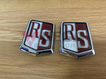 “RS" Fender Emblem Set (2 Piece) to suit Nissan Skyline RS DR30 - Vega Autosports