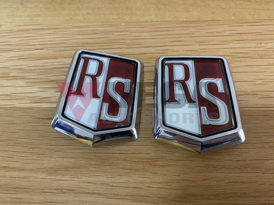 “RS" Fender Emblem Set (2 Piece) to suit Nissan Skyline RS DR30 - Vega Autosports