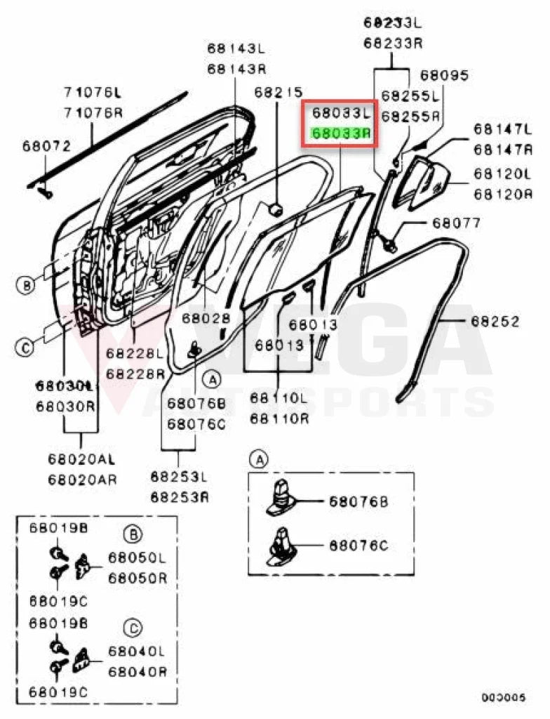 Run Channel (Rear Rhs / Lhs) To Suit Mitsubishi Lancer Evolution 7 8 9 Ct9A 5735A235 5735A236