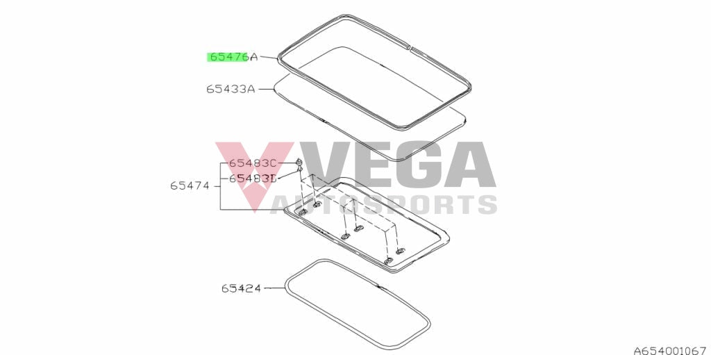 Seal Sunroof To Suit Subaru Impreza 92-00 Gc8 Gf8 Gm8 65441Pa002 Body Mouldings / Seals