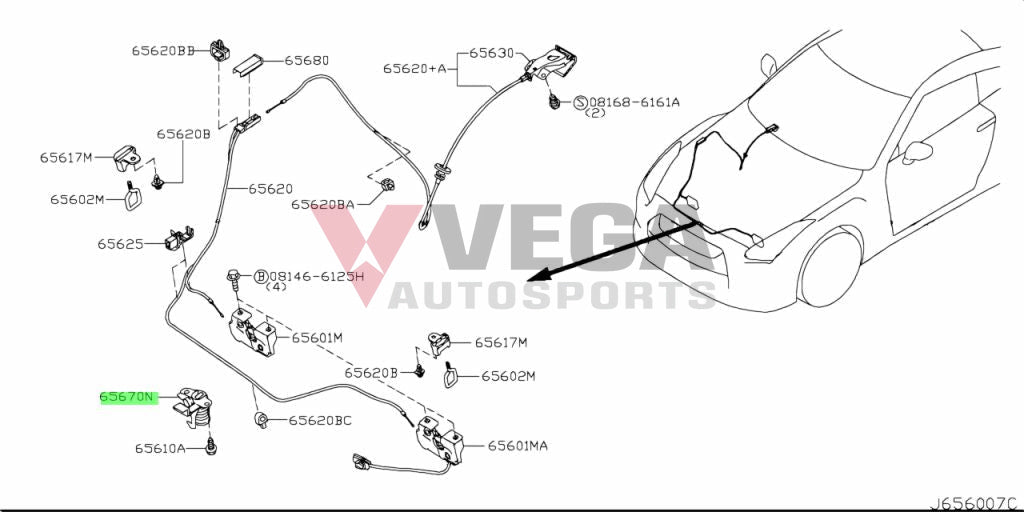 Secondary Hood Latch To Suit Nissan R35 Gtr 65670-Jf00A Exterior