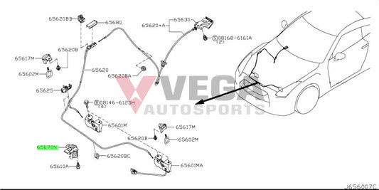 Secondary Hood Latch To Suit Nissan R35 Gtr 65670-Jf00A Exterior