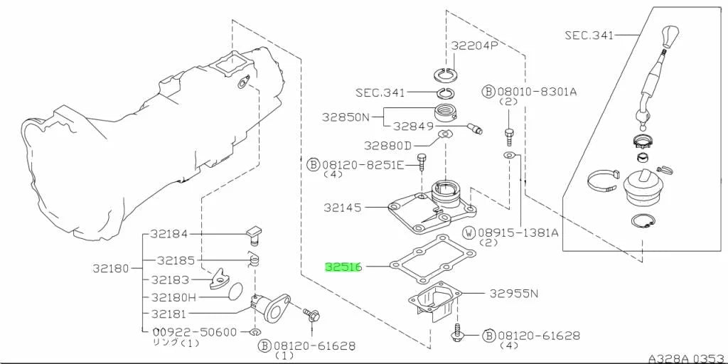 Shift Cover Housing Gasket To Suit Nissan Rb25Det/Rb26 Gearboxes 32516-05U00 Gearbox And