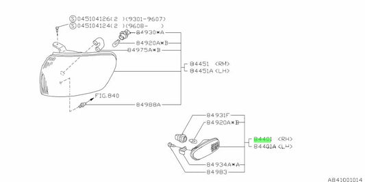 Side Indicator (Rhs) To Suit Subaru Wrx Gc8 84401Fa000 Electrical