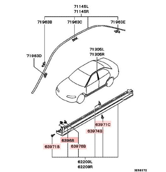 Side Skirt Clip Set (42 Piece) To Suit Mitsubishi Lancer Evolution 5 / 6 6.5 Cp9A Exterior