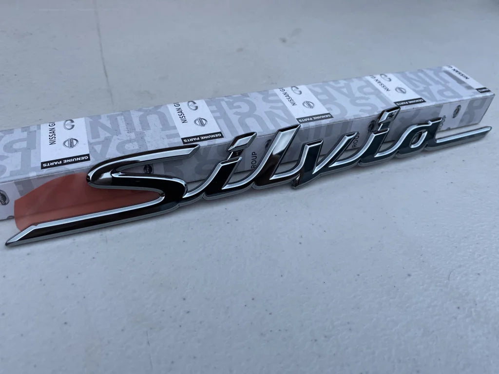 'Silvia' Emblem Badge Black Chrome to suit JDM Nissan Silvia S15 - Vega Autosports