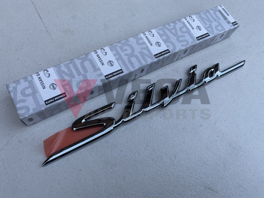 'Silvia' Emblem Badge Black Chrome to suit JDM Nissan Silvia S15 - Vega Autosports